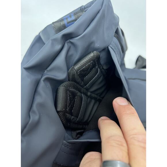 Versace Parfums Duffle dark blue Backpack faux leather gym Weekender travel Bag - Picture 4 of 7